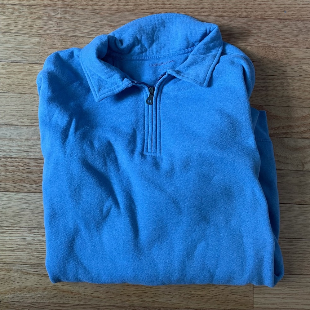 blue half zip crew neck
